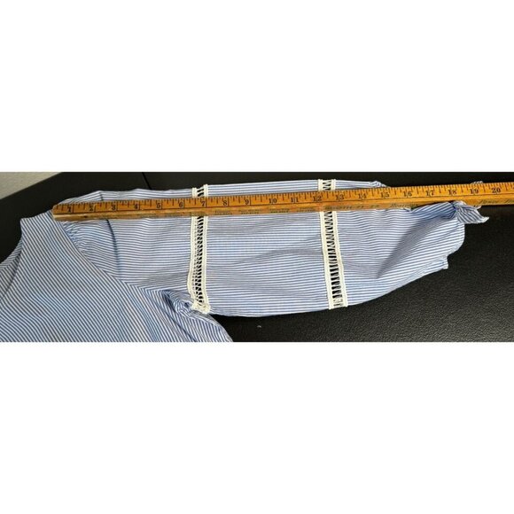 Talbots Striped Tunic Top Women's Size Small Blue White Coastal Cotton - Picture 6 of 11